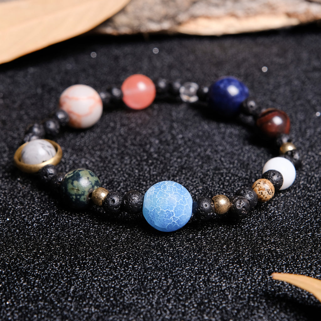 Premium Quality Natural & Energized Universe Astronomy Solar System Planet  Galaxy Space Bracelet - Tantra Astro